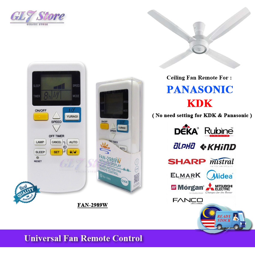 UNIVERSAL FAN REMOTE CONTROL FAN-2989V CEILING WALL FAN CONTROL F2405 / 2989W PANASONIC KDK DEKA EL 