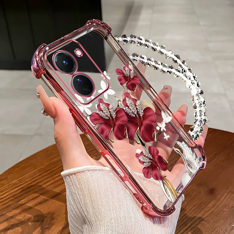 กันกระแทกcase สําหรับ vivo Y36 Y27S 4G เคสโทรศัพท์ TPU สร้อยข้อมือล่าสุด 2025 การออกแบบใหม่ความงาม softCase