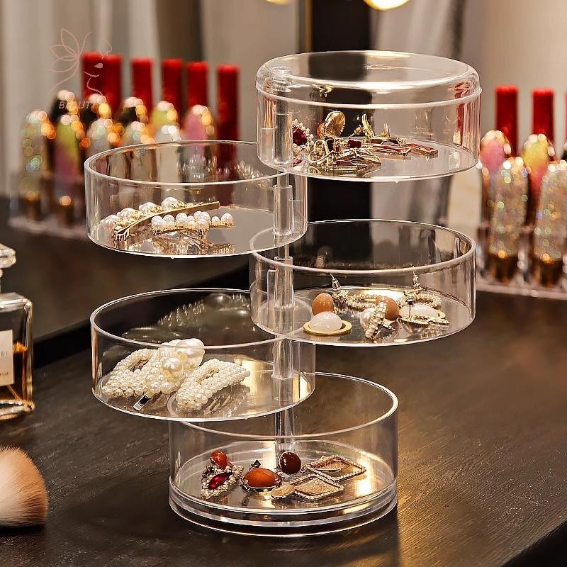 [เมย์บิวตี้] กล่องเก็บของแบบใสกันฝุ่นและกันน้ําความจุขนาดใหญ่เครื่องประดับหมุนได้กิ๊บเครื่องประดับกล่องเก็บเครื่องสําอาง {ไทย}