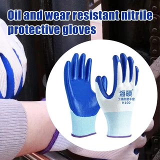 คูปองสุดคุ้ม！ 12คู่ ถุงมือเคลือบยาง ถุงมือกันน้ำมัน สารเคมี safety ยกโหล ถุงมือนิรภัยแรงงาน