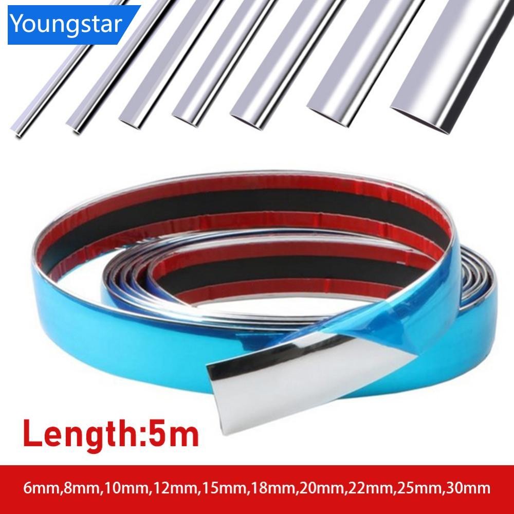 FFY 3/5m Auto Car ภายนอก Chrome Body Strip กันชนประตูป้องกัน Moulding จัดแต่งทรงผมสติกเกอร์ 6 มม.8 มม.10 มม.12 มม.15 มม.20 มม.30 มม.