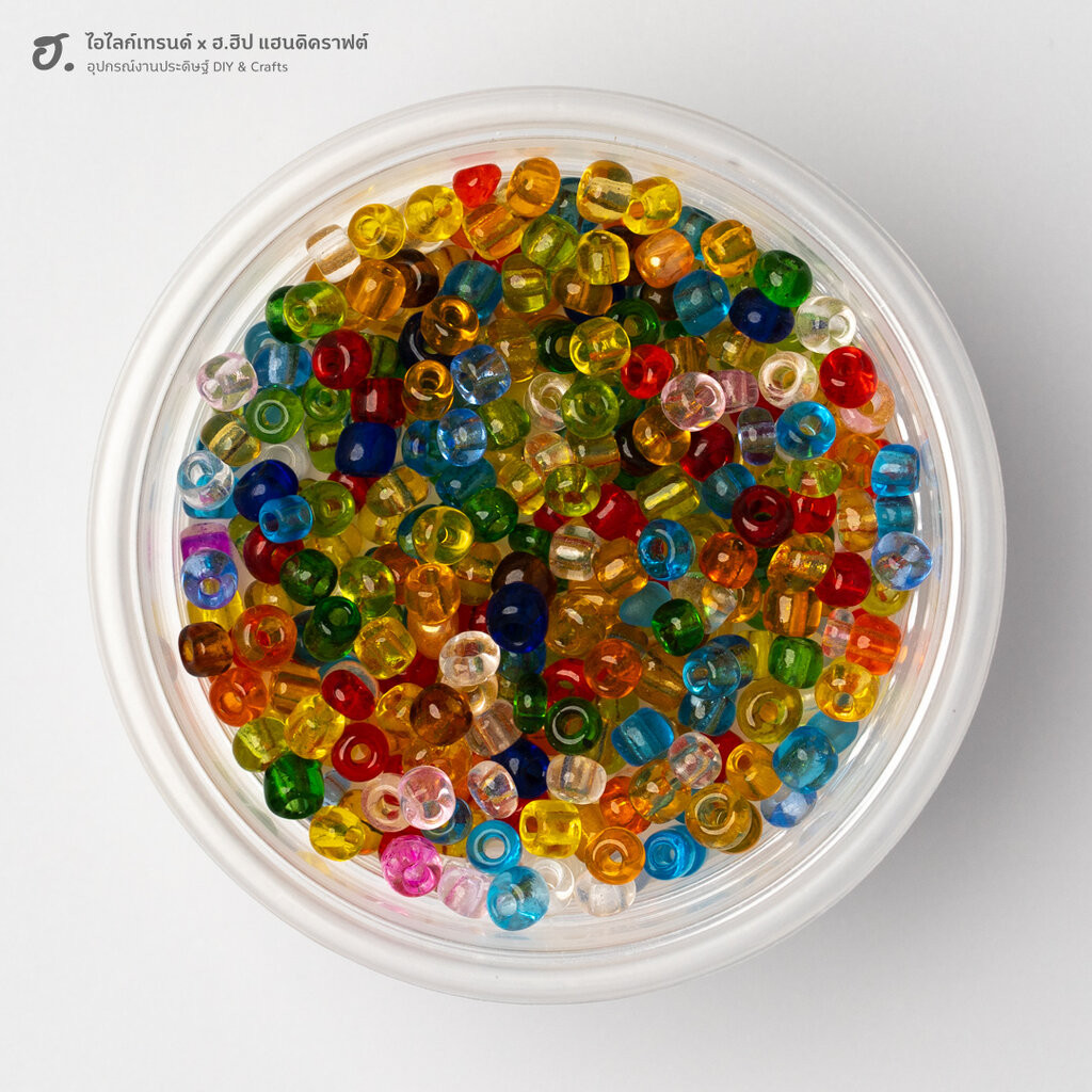 ลูกปัดเม็ดทราย ขนาด 4 มม. สีคละสี Rainbow Clear Mix