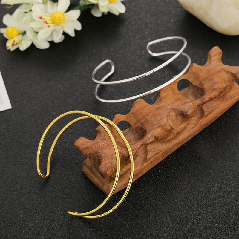 วัสดุเครื่องประดับ DIY ทำมือ อุปกรณ์เสริมเครื่องประดับผม ที่หนีบผมทองเหลือง วัสดุเครื่องประดับผมแบบสเต็ปเชค สร้อยข้อมือเส้นคู่ง่ายๆ 1 ชิ้น