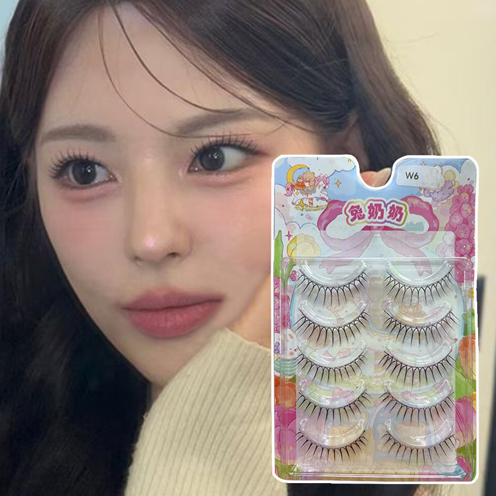 【Local Delivery】5 คู่ Cross ขนตาปลอม U-รูปหนาแน่นการ์ตูน Eye Reusable สไตล์เกาหลี Lash Extension