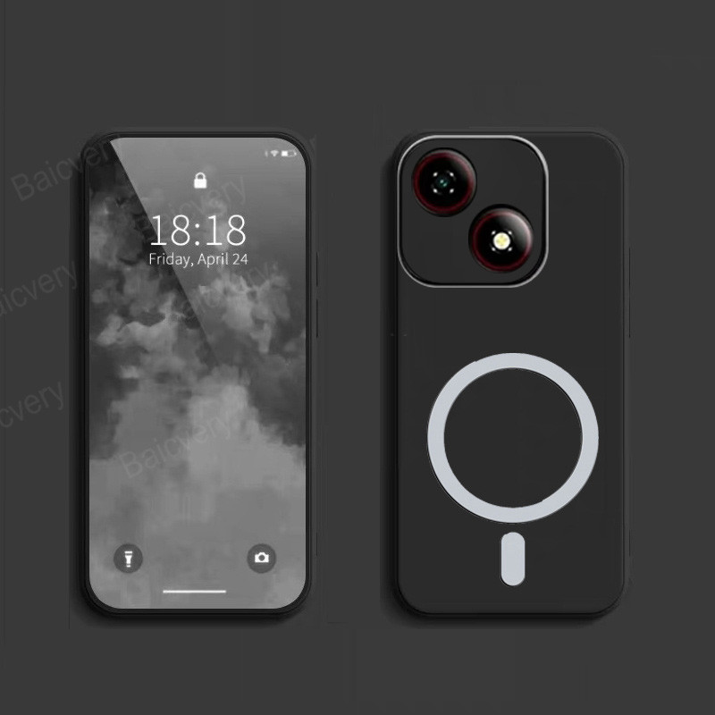 ปลอกสําหรับ ZTE Blade A35E Z2466e สีดํา Soft TPU ป้องกันปกหลังพร้อมสติกเกอร์แม่เหล็ก