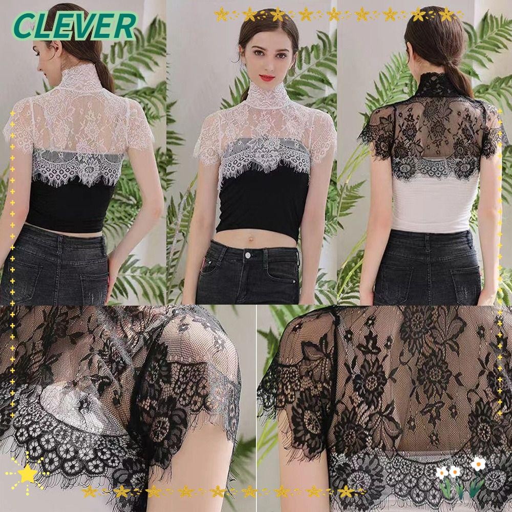 Clever ปลอกคอปลอม,ผ้าคลุมไหล่ผ้าพันคอตกแต่งปักเสื้อปกปลอม,เสื้อปลอมปกเสื้อผ้าแฟชั่นอุปกรณ์เสริมเสื้อลูกไม้ที่ถอดออกได้ผู้หญิงเลดี้