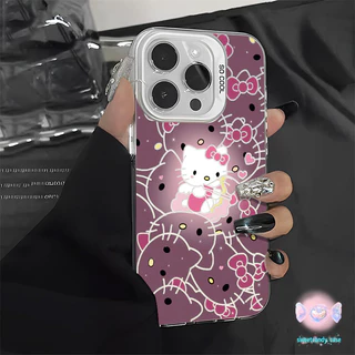 🚚จัดส่งในพื้นที่🚚เคสคุณภาพสูง สว่างสีม่วง Hello แมวเคธี สําหรับ IPhone 16 15 14 13 11 12 7/8plus Pro Promax XR XS