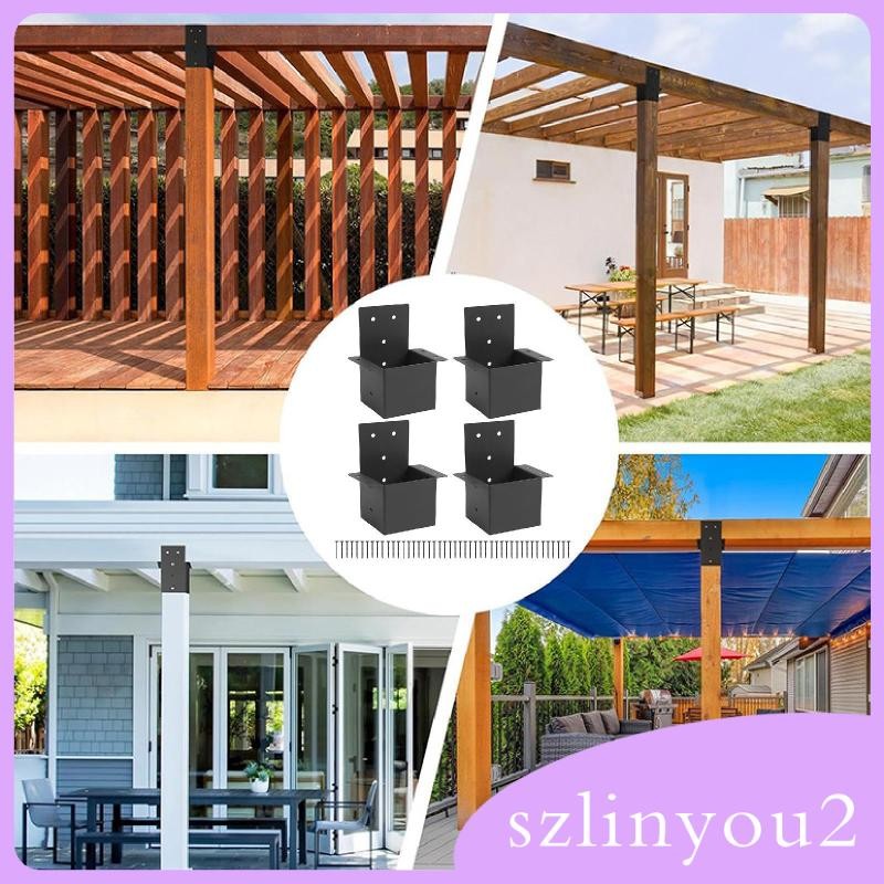 [szlinyou2] วงเล็บ Pergola 4x ความเสถียรสูงสําหรับลานไม้โพสต์ DIY โครงการ Pergola