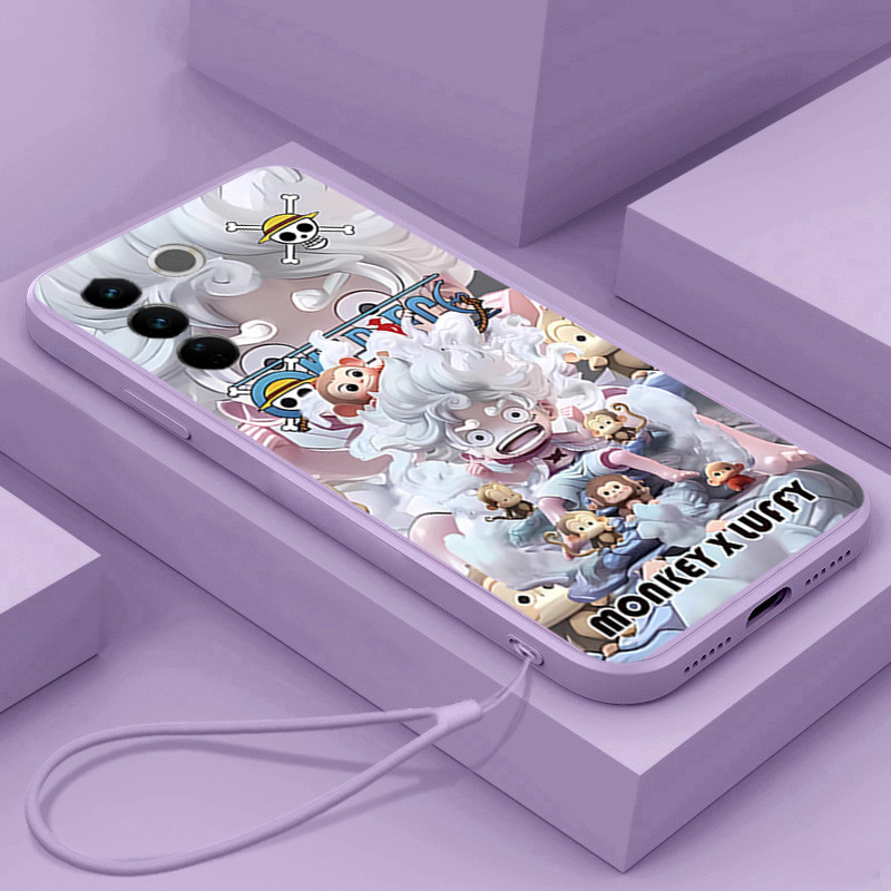 ปลอก VIVO V29 V29E V27 V27 Pro V27e 5G เคสโทรศัพท์พร้อมเชือกเส้นเล็กความงามซิลิโคน TPU Soft Shell การ์ตูนอะนิเมะ ONE PIECE ออกแบบใหม่กันกระแทก CASE
