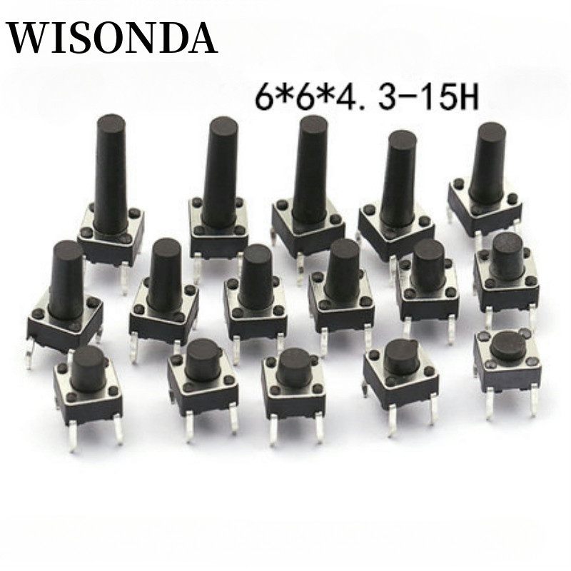 สวิตช์ปุ่มกด 6x6 DIP 6X6X4.3 6*6*4.3 5 6 7 8 9 10 11 12 13 มม. 4 พิน