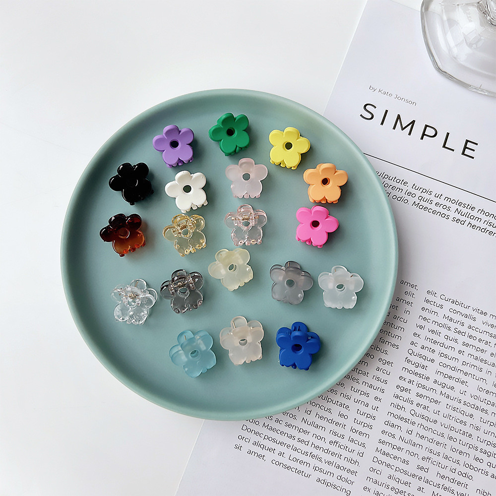 1บาท 20 สี เกาหลีสีลูกกวาดมินิดอกไม้กิ๊บหนีบผมขนาดเล็กสง่างามโปร่งใสกิ๊บติดผมดอกไม้เรียบคลิป