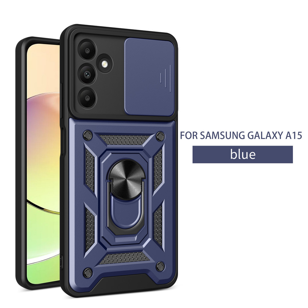 SAMSUNG กรณีsamsung Galaxy A56 A36 A16 A55 A35 A25 A15 A54 A34 A14 A13 5G A13 A14 A15 A24 A04S 4Gรอบขาตั้งAnti Drop Hardฝาครอบโทรศัพท์พร้อมเลนส์หน้าต่างบานเลื่อนเลนส์ป้องกัน