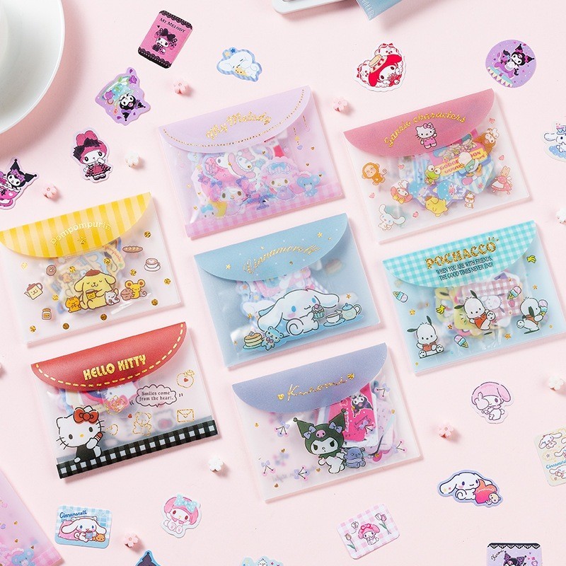 SANRIO สติกเกอร์กระดาษ ลายการ์ตูนซานริโอ้น่ารัก สําหรับตกแต่งสมุดไดอารี่ 40 ชิ้น