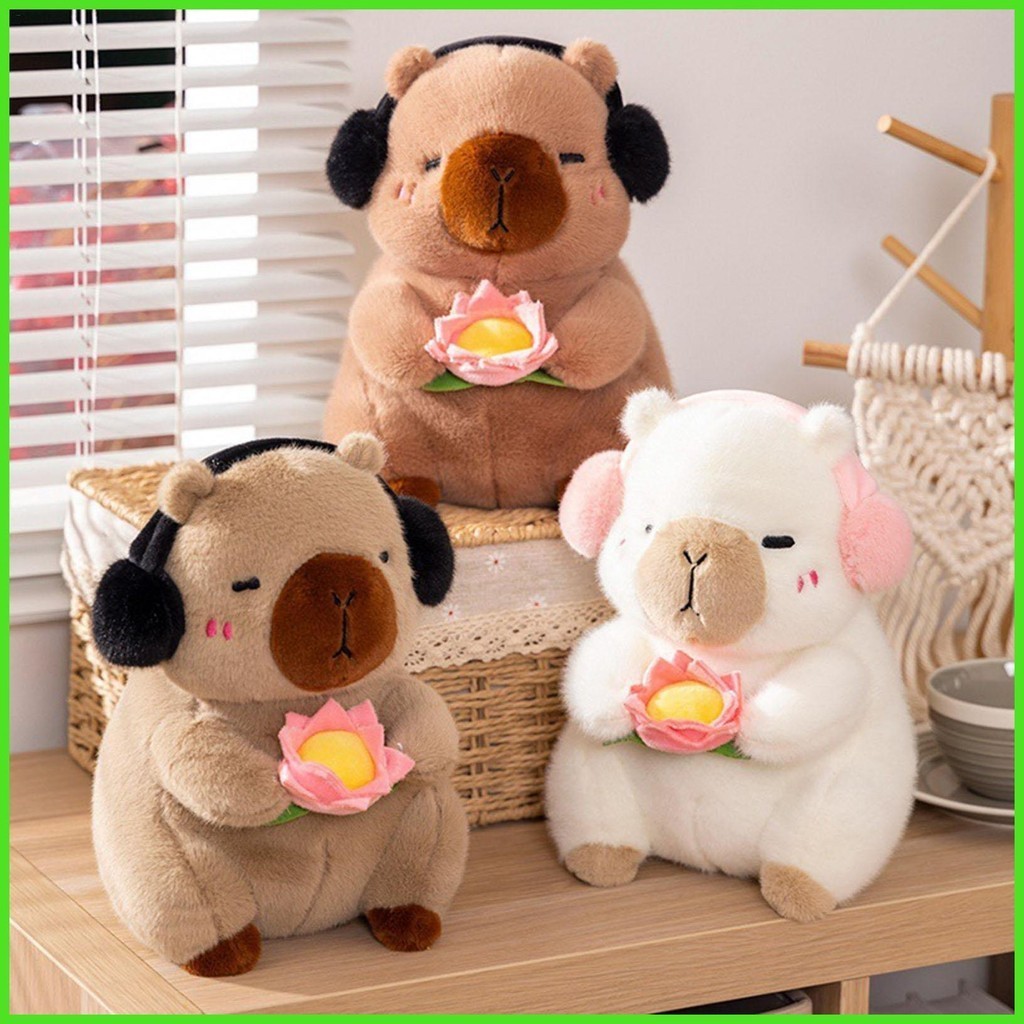 ตุ๊กตาคาปิบาราน่ารัก ขนาด 25 ซม. 9.8 นิ้ว พร้อมที่ปิดหู และที่จับ สําหรับของเล่น