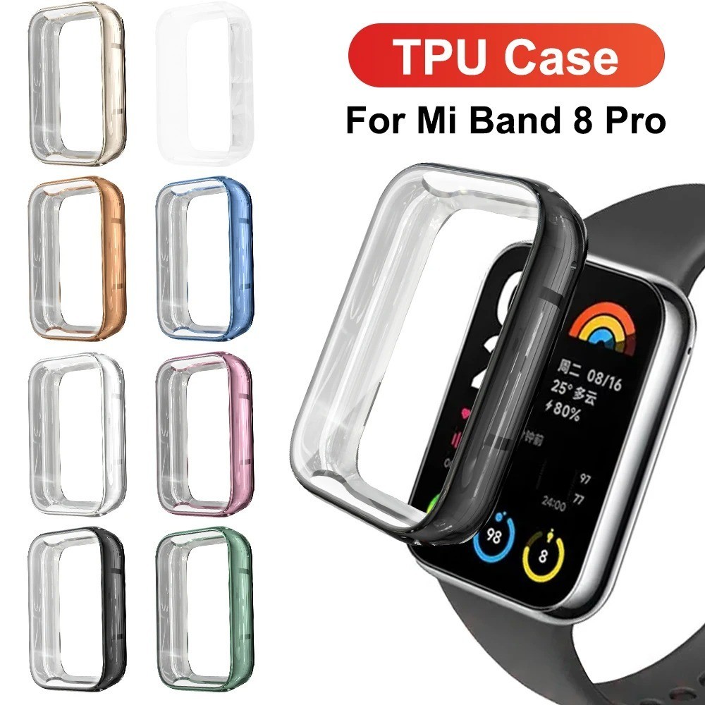 เคสนาฬิกาข้อมือซิลิโคน TPU แบบนิ่ม ป้องกันหน้าจอ สําหรับ Xiaomi Mi Band 8 Pro Mi Band 8 Pro