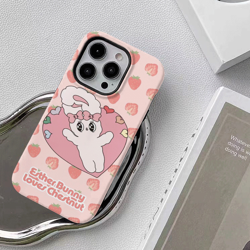 เคสโทรศัพท์มือถือ ลายการ์ตูนกระต่าย Elther 2 ชั้น สําหรับ iPhone11 12 13 14 15 12Promax 13Promax 14Promax 14Promax X XS XR ALDL