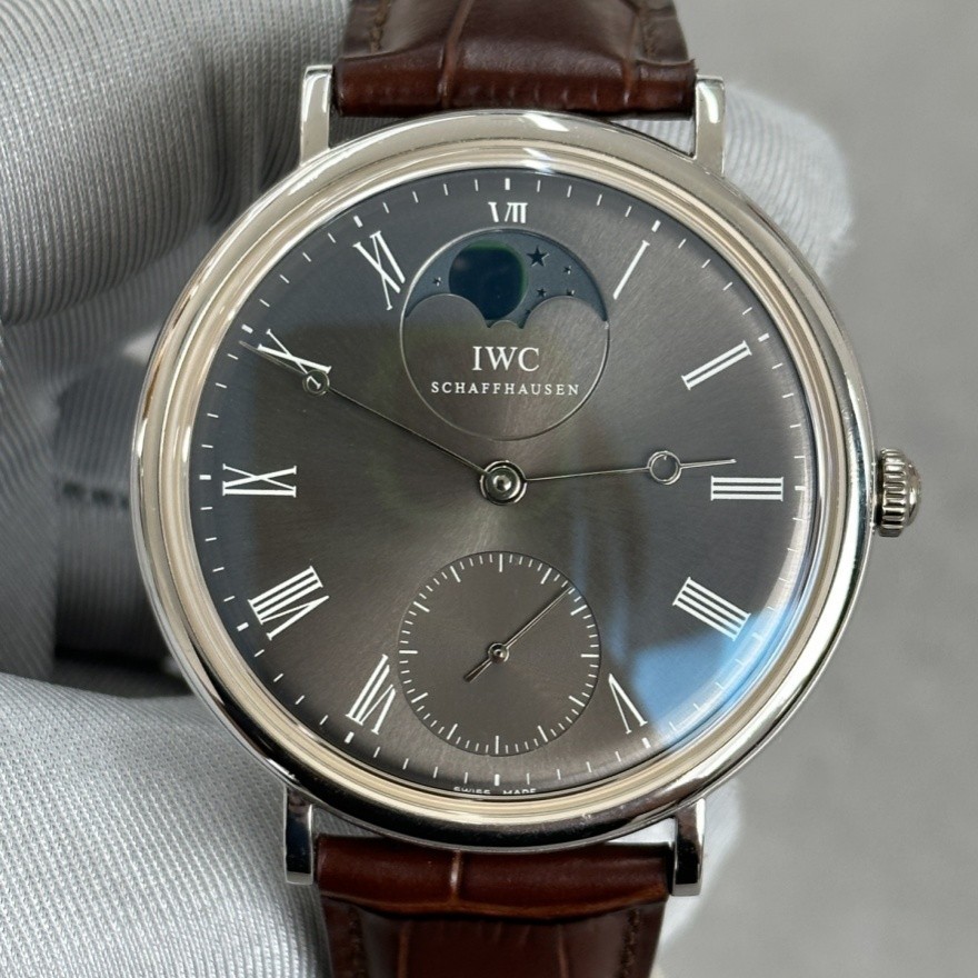 Iwc IWC Classic Mechanical Moon Phase 18K White Gold Watch Men 's Watch IW544804