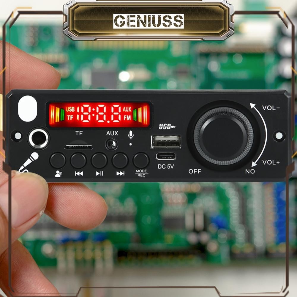 [geniuss.th] บอร์ดถอดรหัสเครื่องขยายเสียง MP3 WAV บลูทูธ 5.0 6W 5V TF FM