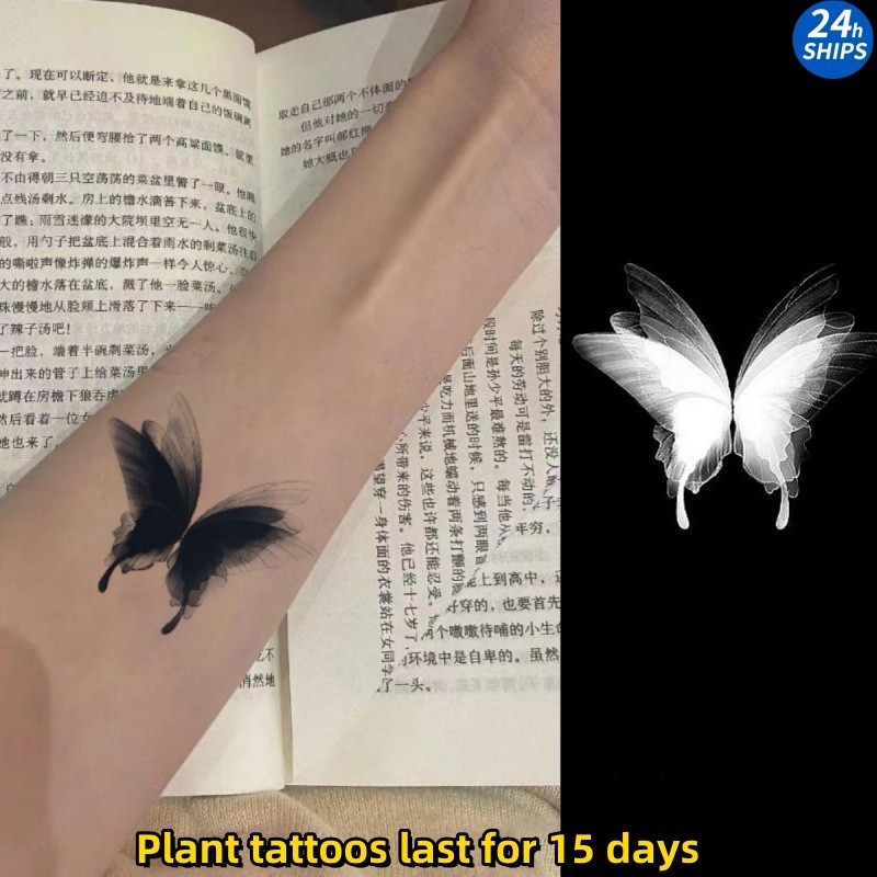 สติกเกอร์รอยสักชั่วคราว ลายผีเสื้อ กันน้ํา 15 วัน