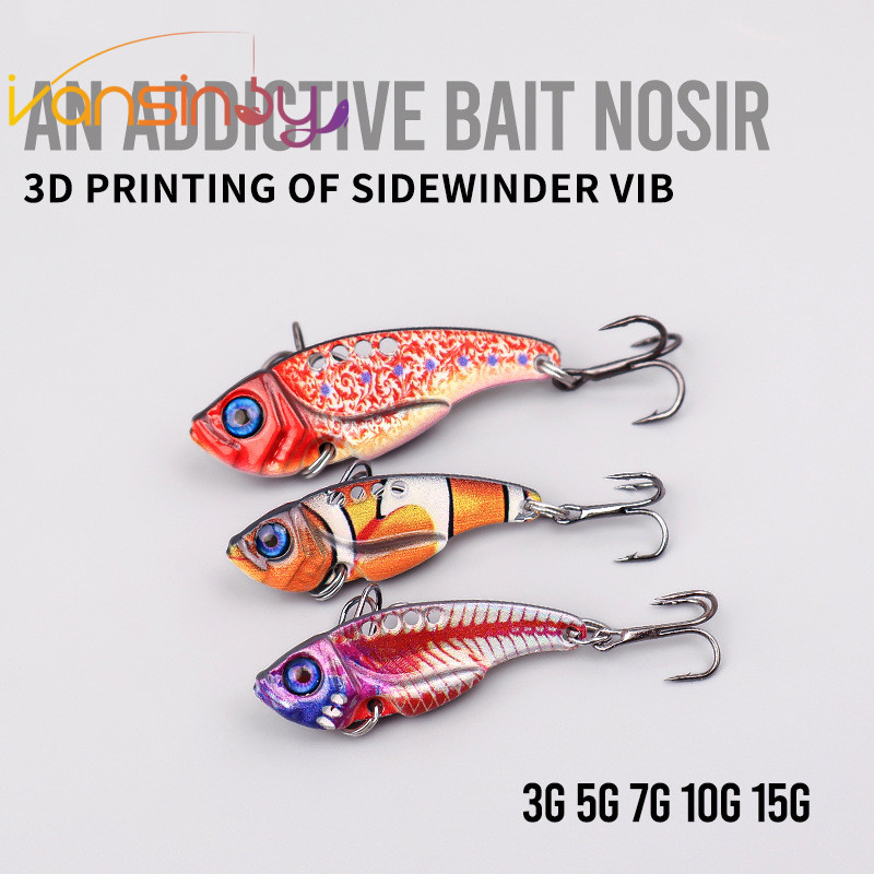 เหยื่อตกปลาโลหะ VIB พิมพ์ลาย 3D พร้อม 4 รู สําหรับตกปลาเทราท์ วอลเลย์