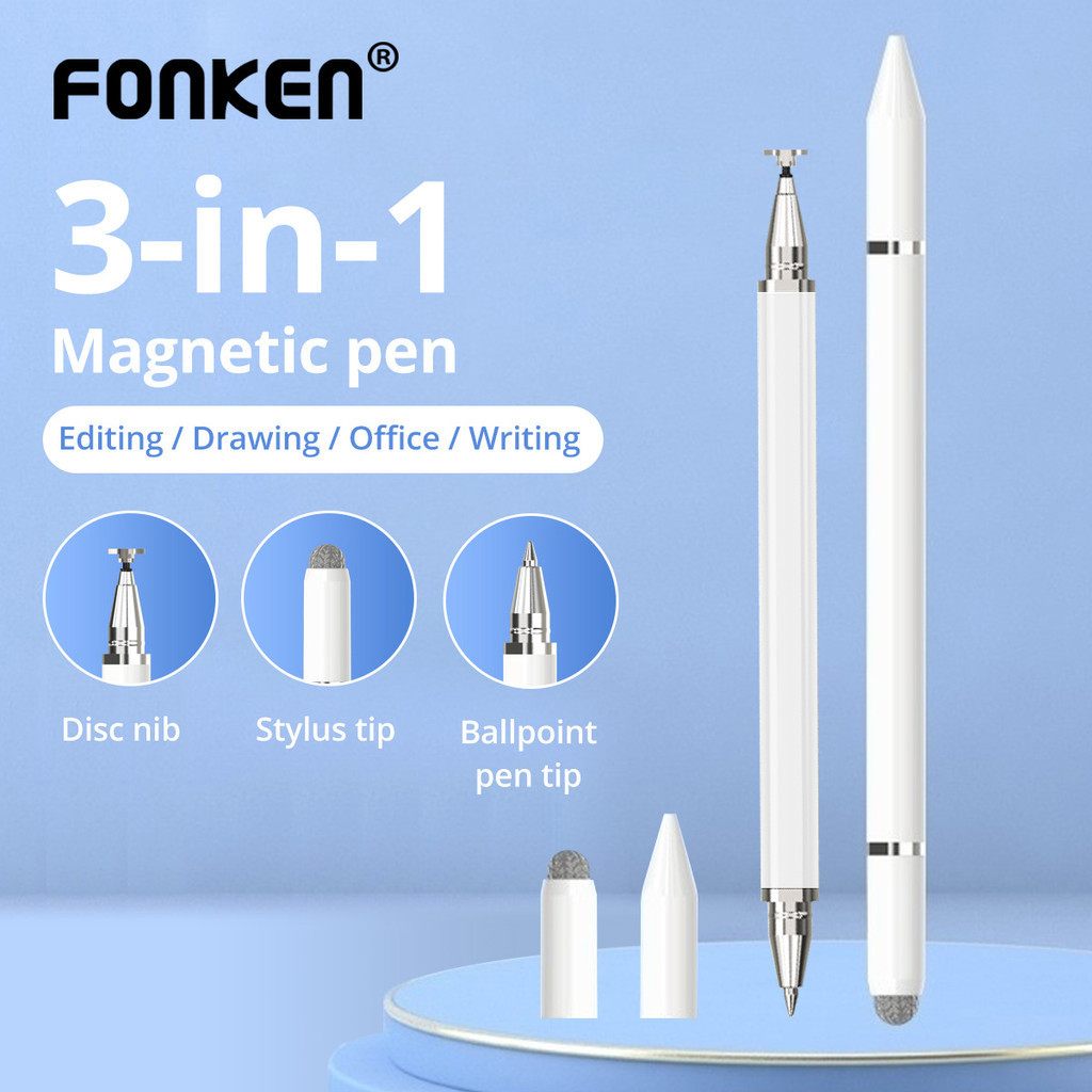 Fonken 3 in 1 ปากกาสไตลัส แม่เหล็ก สําหรับ Android Pad แท็บเล็ต สมาร์ทโฟน