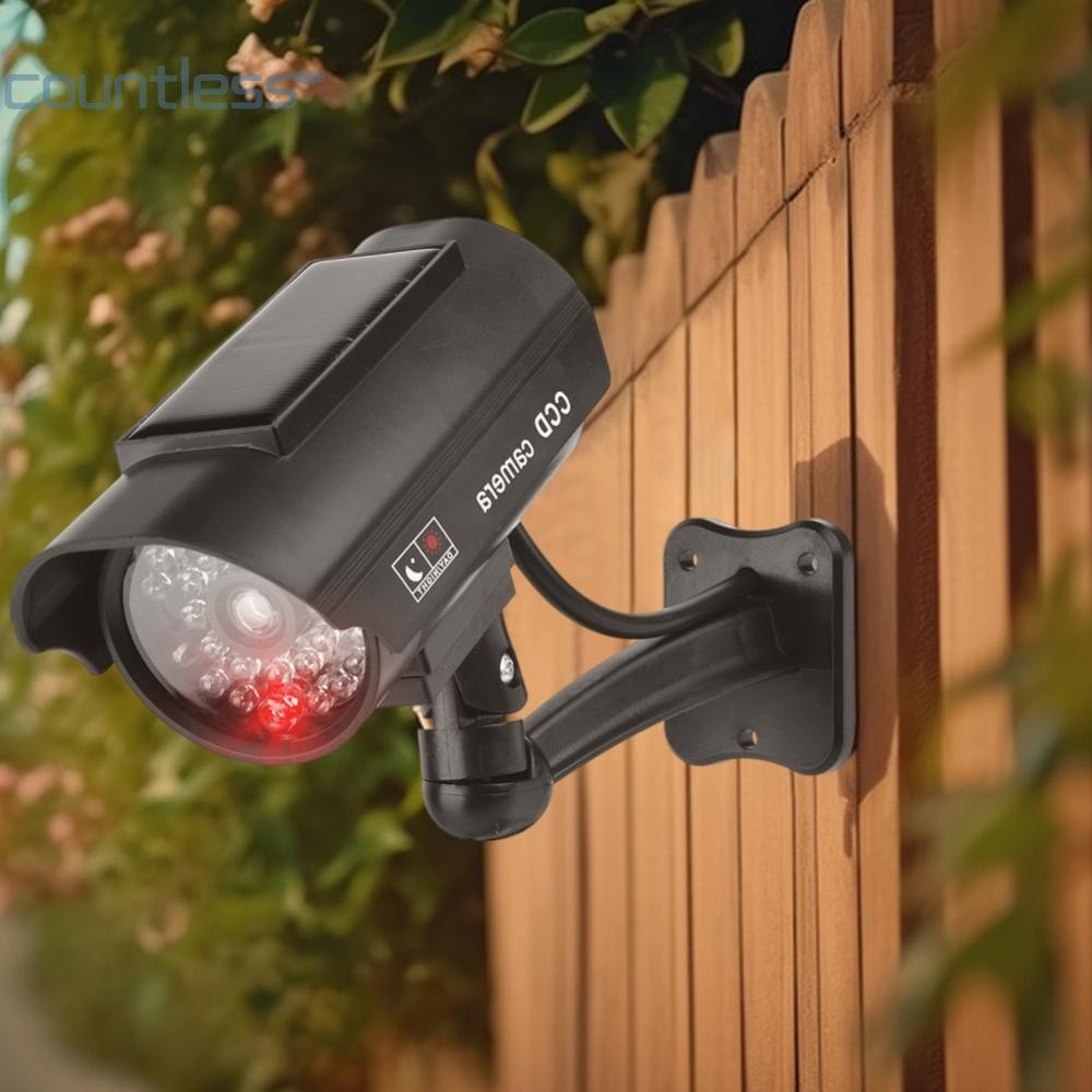 กล้องรักษาความปลอดภัยปลอม พลังงานแสงอาทิตย์ HD 720P กันขโมย พร้อมไฟกระพริบ LED กันน้ํา สําหรับกลางแจ้ง [countless.th]