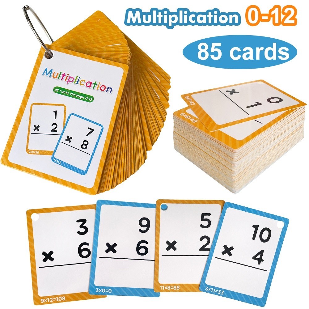 99 Multiplication Math Flashcards 99 คูณคณิตศาสตร์แฟลชการ์ด คณิตศาสตร์ 0-12 นับเลขคณิต บัตรคำศัพท์คณ