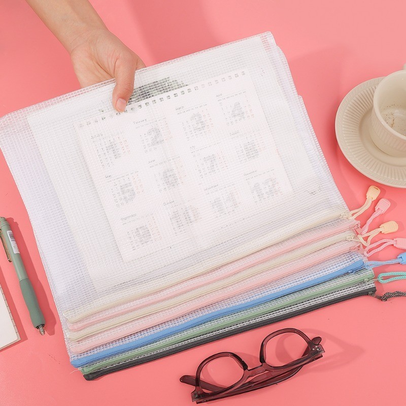 ถุงซิปใส ขนาด A4 กันน้ํา สําหรับใส่เอกสาร หนังสือ เครื่องสําอาง เครื่องเขียน สํานักงาน 5 สี