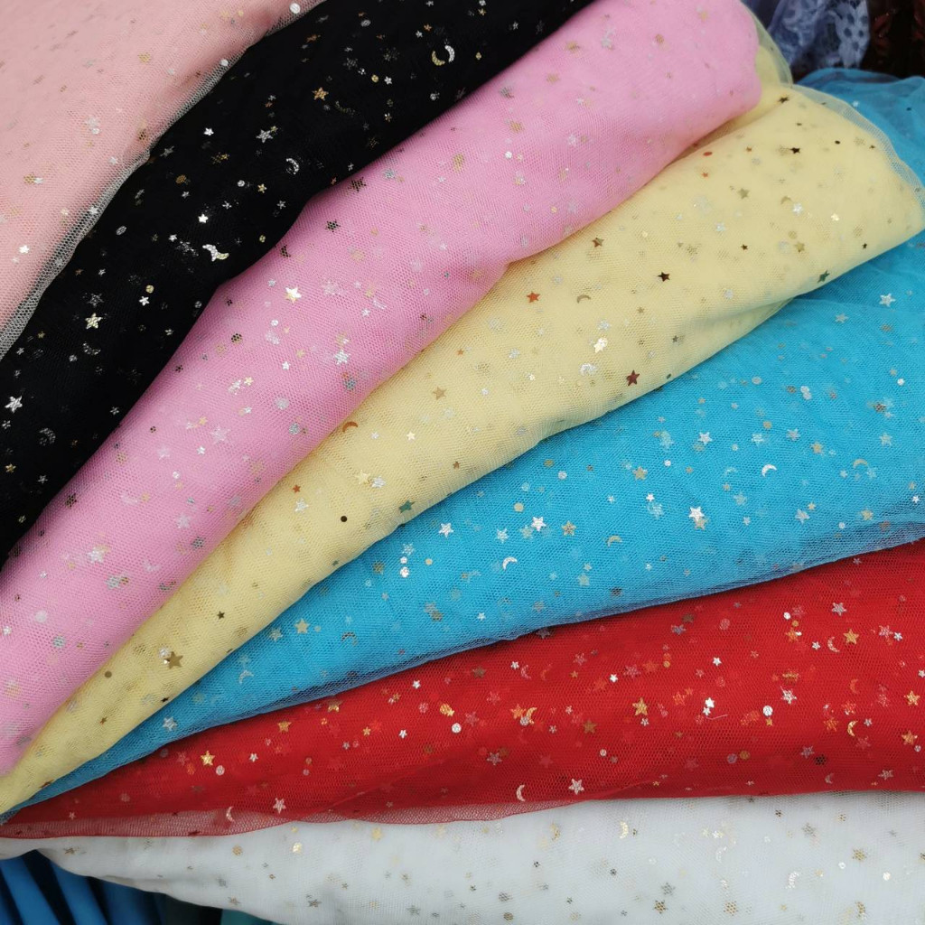 ผ้าตาข่าย ผ้ามุ้งลายดาว ตกแต่งเสื้อ เดรส ฉากงาน หน้ากว้าง 1.50เมตร