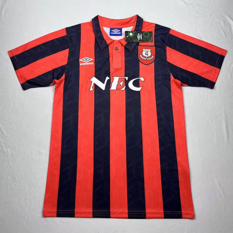 เสื้อกีฬาแขนสั้น ลายทีมชาติฟุตบอล Everton Away 1992-94 สไตล์วินเทจ แห้งเร็ว ไซซ์ S-XXL AAA
