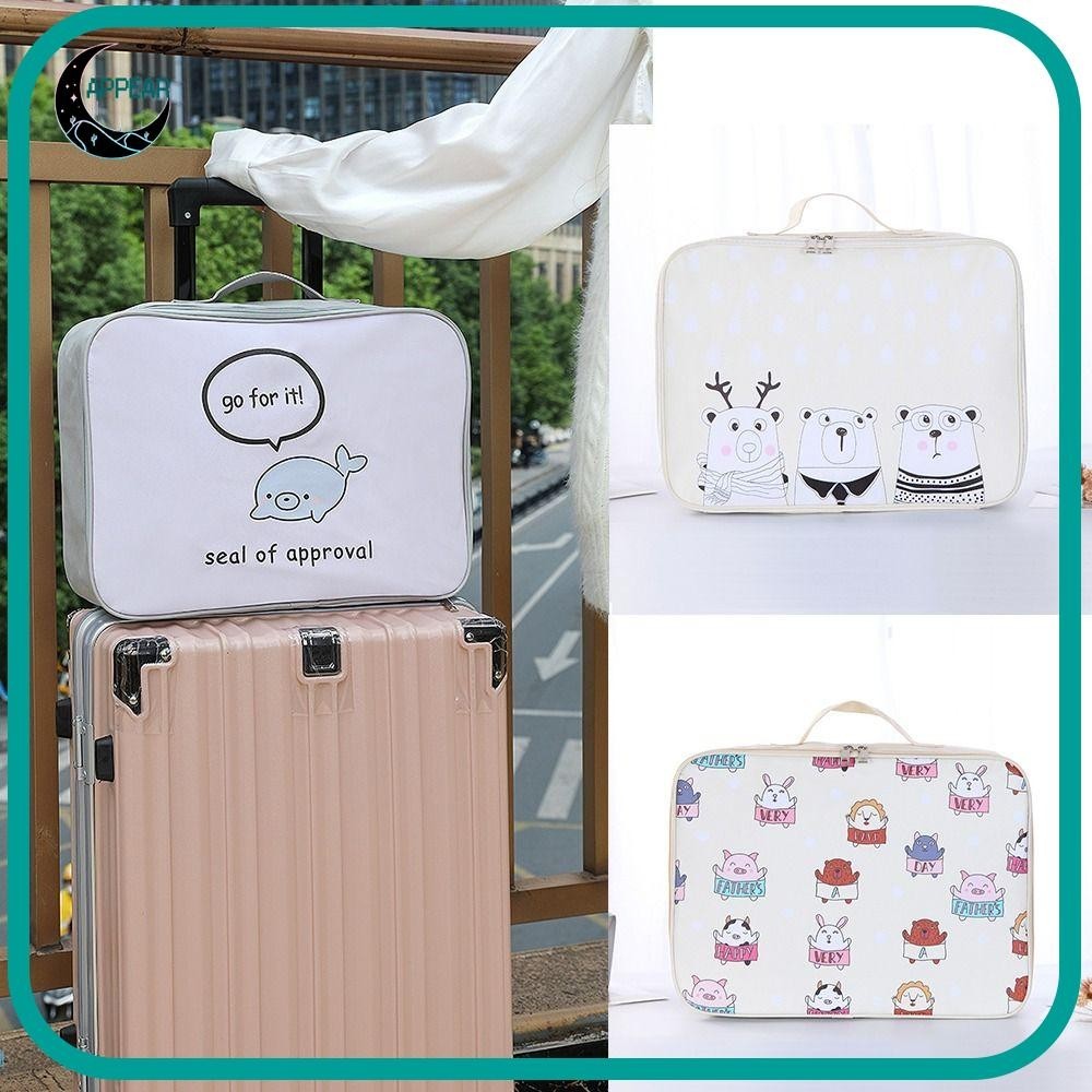 Appear กระเป๋าถือ กระเป๋าเดินทาง หนัง PU พิมพ์ลายการ์ตูน ความจุขนาดใหญ่ ทนทาน สําหรับใส่อาหารกลางวัน นักเรียน