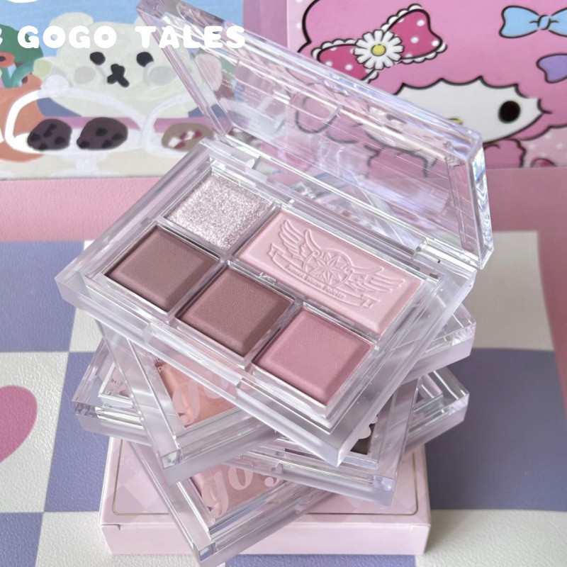 Gogo Tales อายแชโดว์ อายแชโดว์ 5 สี พาเลทท์อายแชโดว์เนื้อแมท สีชานม บลัชออน ไฮไลท์ ออลอินวัน พาเลทท์