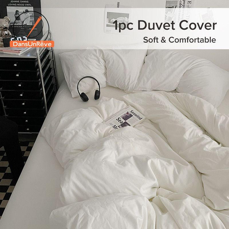 Dansunreve 1 ชิ้น ปลอกผ้านวม สีทึบ นุ่มนิ่ม duvet cover ปลอกนวม 6ฟุต/5ฟุต/3.5ฟุต ขาว/สีเทา/น้ําเงิน 5 ดาว single queen