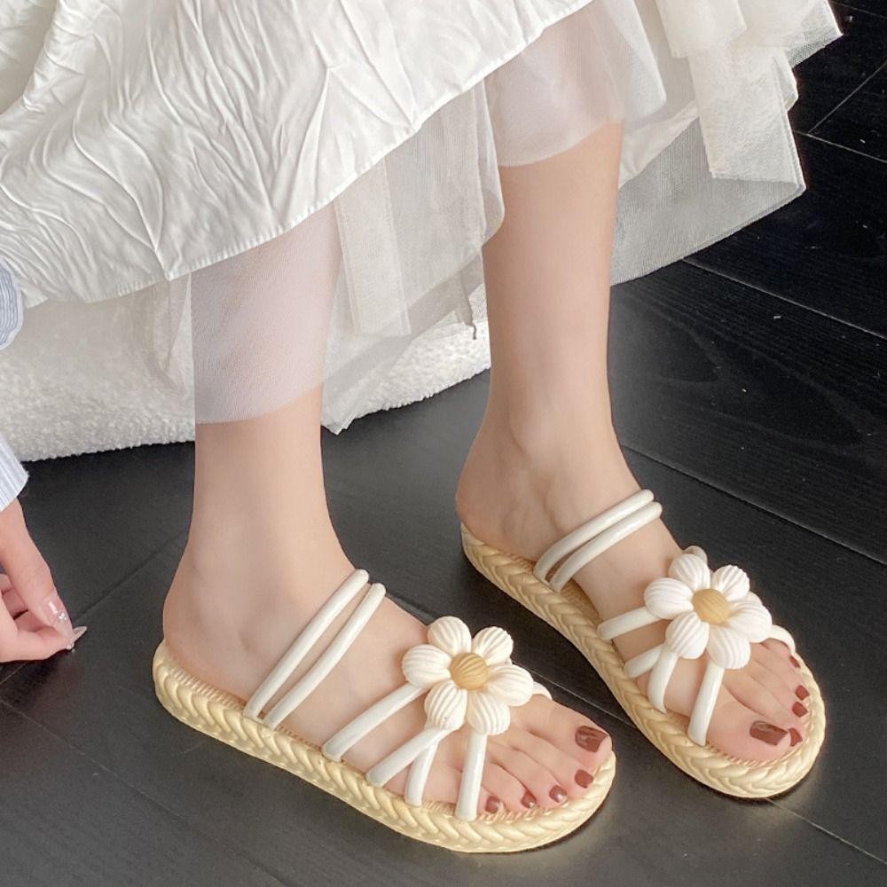 เจรีมี1ผู้หญิงรองเท้าแตะแบน,ป้องกันการลื่นไถลสานออกแบบฤดูร้อนรองเท้าแตะดอกไม้,แฟชั่นรองเท้าแตะหญิงทุกวันสบายๆชายหาดพลิก ล้มเหลว กลางแจ - รูปที่ 5