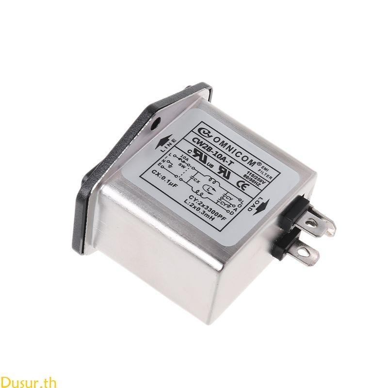 Dusur CW2B-10A-T EMI Power Filter Single Phase Socket Line-Conditioner AC 115 250V