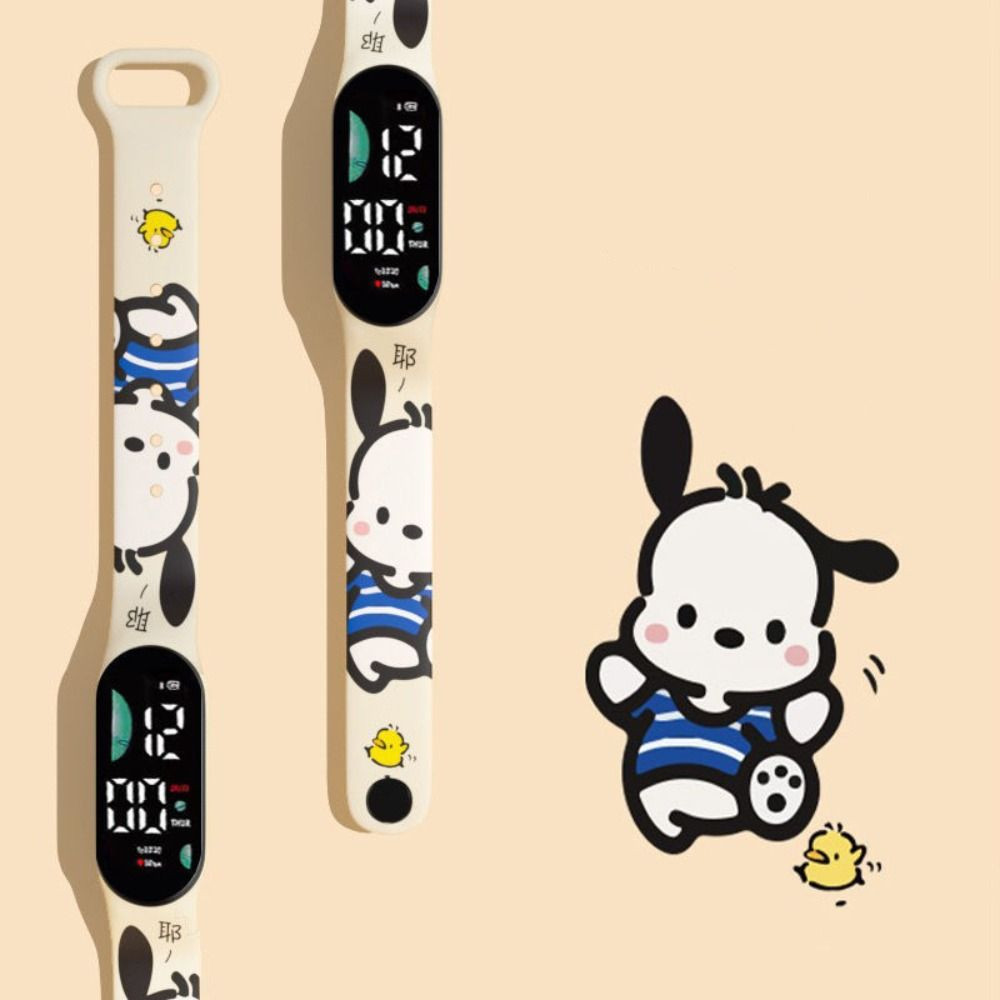 Wttle LED นาฬิกาดิจิตอล,การ์ตูน Sanrio เด็กกีฬานาฬิกา,กลางแจ้ง Kuromi Cinnamoroll กันน้ํา Pochacco นาฬิกาข้อมืออิเล็กทรอนิกส์เด็กชายหญิงของขวัญ