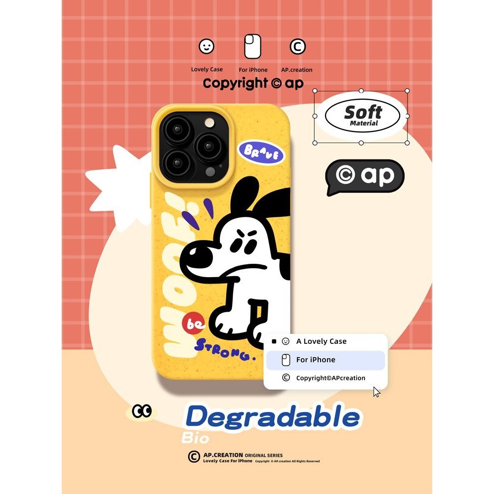 อังกฤษ Angry Puppy Degradable เหมาะสําหรับ Apple IPHONE15 14 13 12 11promax/pro XSMAX/XR/X/XS 7/8plu