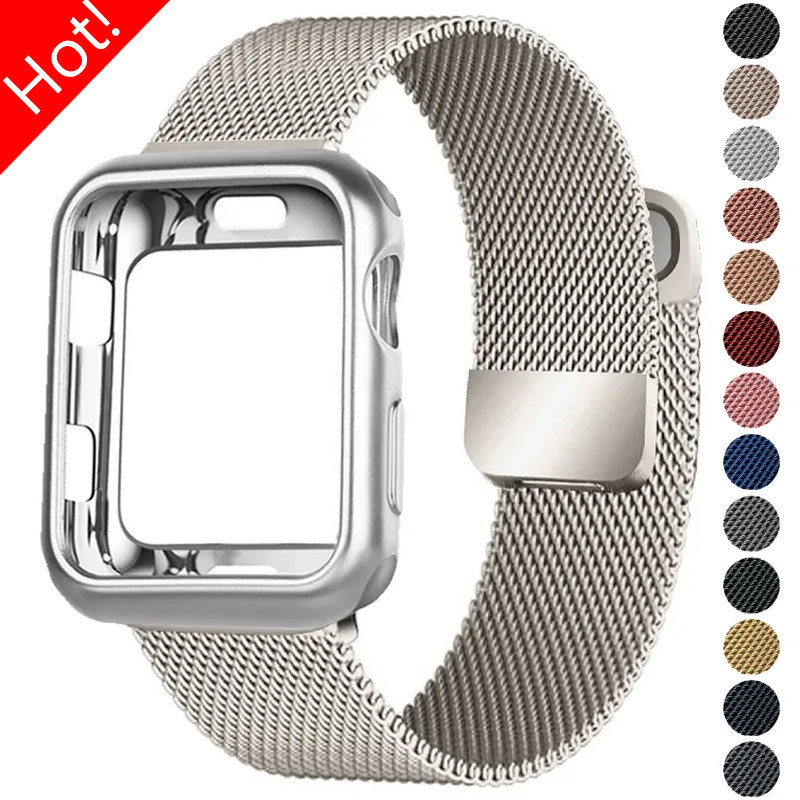 Tpu Case Watchband Milanese Strap +Case สําหรับ Apple Watch 44/45/41 มม.40 มม.42 มม.38 มม.Iwatch Ser