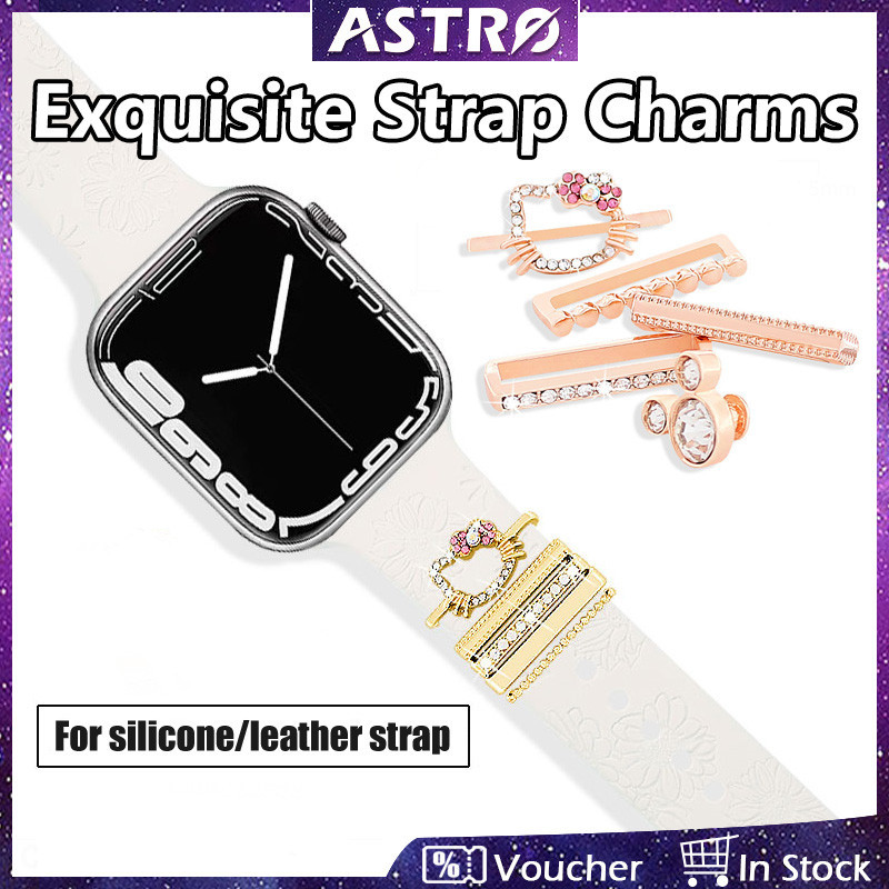 Astro น ่ ารักการ ์ ตูนตกแต ่ ง Charm แหวนชุดสําหรับสมาร ์ ทนาฬิกา Band,HUAWEI Watch/Apple นาฬิกาสายซิลิโคนประณีต Shining โลหะ Rhinestone เครื ่ องประดับสร ้ อยข ้ อมือตกแต ่ ง
