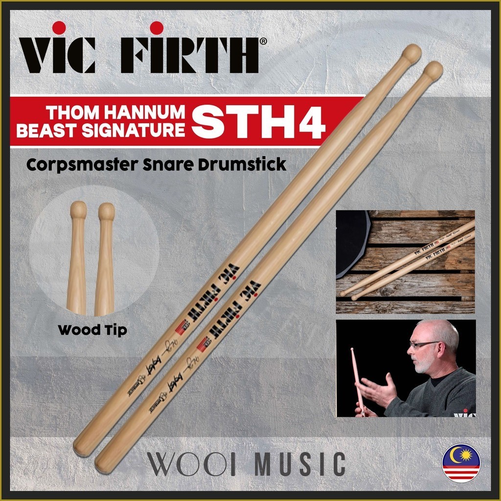 Vic Firth STH4 Corpsmaster Thom Hannum Beast Signature Marching Snare Drumstick