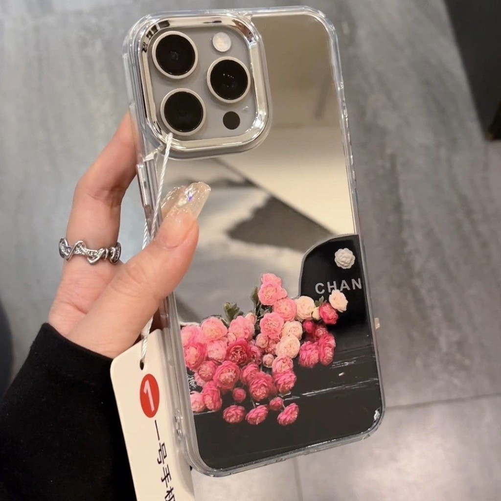เคสไอโฟน 15/14/13/12/11 Pro max หรูหราแฟนตาซีกุหลาบกระจกแข็ง Compatible Case iPhone 11,12,13,14,15,16,11PM,12PM,13PM,14PM,15PM,16PM,16Plus,X/Xs, XR,7 +,8Plus