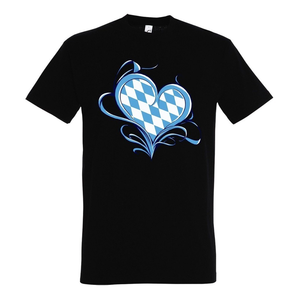 เสื้อยืดบุรุษ Bavaria Bavaria Heart Men Logo Metal Leatherwear Love City
