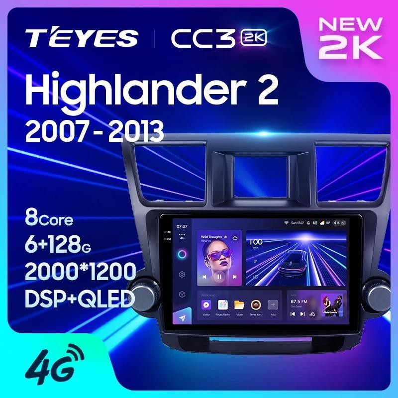 Teyes CC3 2K สําหรับ Toyota Highlander 2 XU40 2007 - 2013 รถวิทยุมัลติมีเดียเครื ่ องเล ่ นวิดีโอนําทางสเตอริโอ GPS Android 10 ไม ่ มี 2din 2din dvd