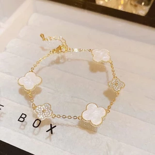สร้อยข้อมือ ทอง 18K ประดับเพทาย ลายดอกไม้ ขนาดเล็ก หรูหรา เรียบง่าย สําหรับผู้หญิง