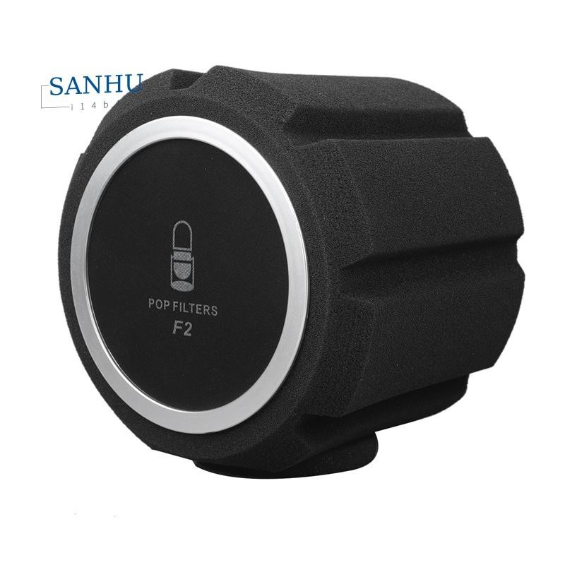 【sanhui14b4 】F2 Professional Condenser Microphone Studio Screen Acoustic Filter กระจกบันทึกไมโครโฟนกรองสีดําสุทธิใช ้ งานง ่ าย