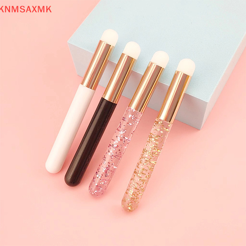 Zhechuibbb.th Round Head Lip Brush แปรงแต ่ งหน ้ า Lip Smudge Brush Mini Blush Brush สีเงินใหม ่