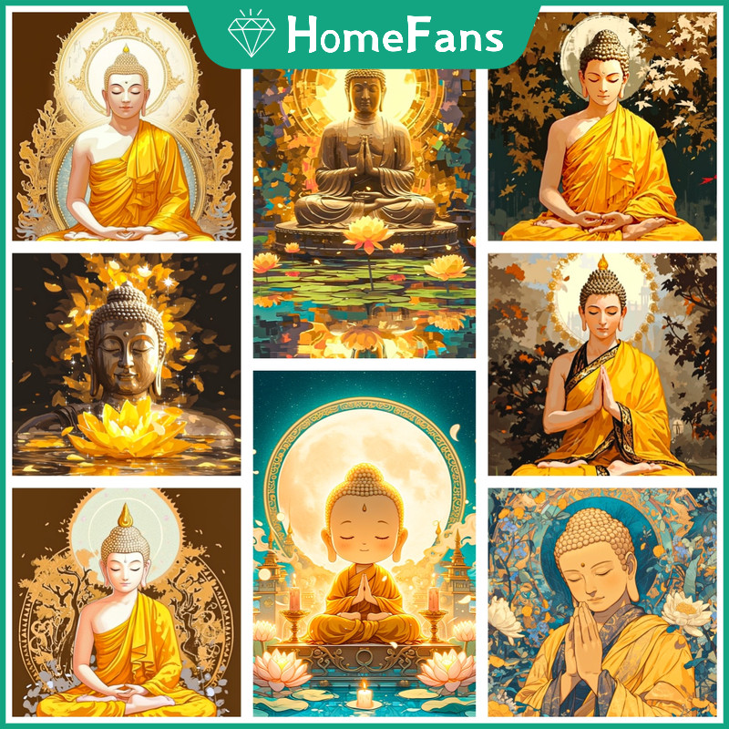 HFศาสนา Beliefs พุทธศาสนา DIY เย็บปักถักร้อยศาสนาเพชรเย็บปักถักร้อยชุดปักครอสติส Broidery ตกแต่งบ้าน