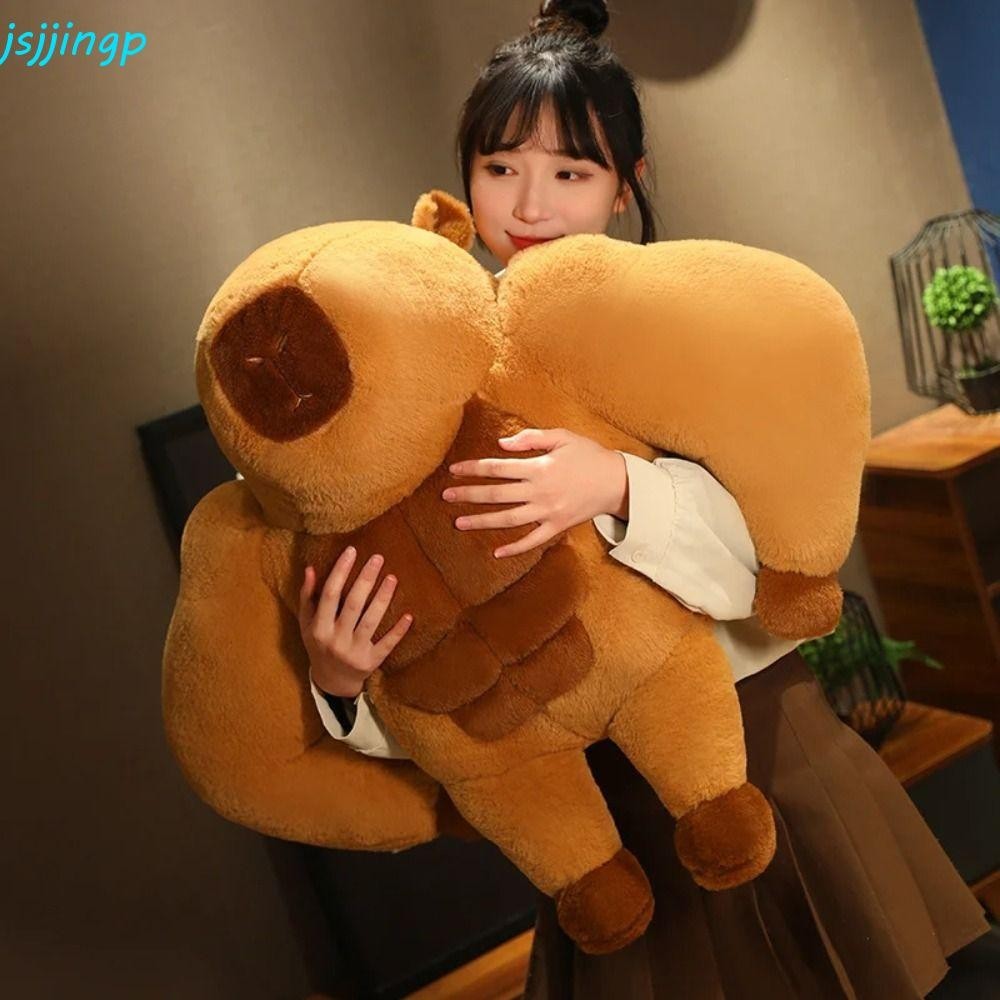 Jsjjingp กล้ามเนื้อ Capybara Plushies ของเล่น,ผ้าฝ้าย PP นุ่ม Capybara ตุ๊กตากล้ามเนื้อ Man หมอน, น่ารัก 45 ซม.Ins การ์ตูนอะนิเมะ Plushies Capybara ตุ๊กตาของเล่นเด็ก