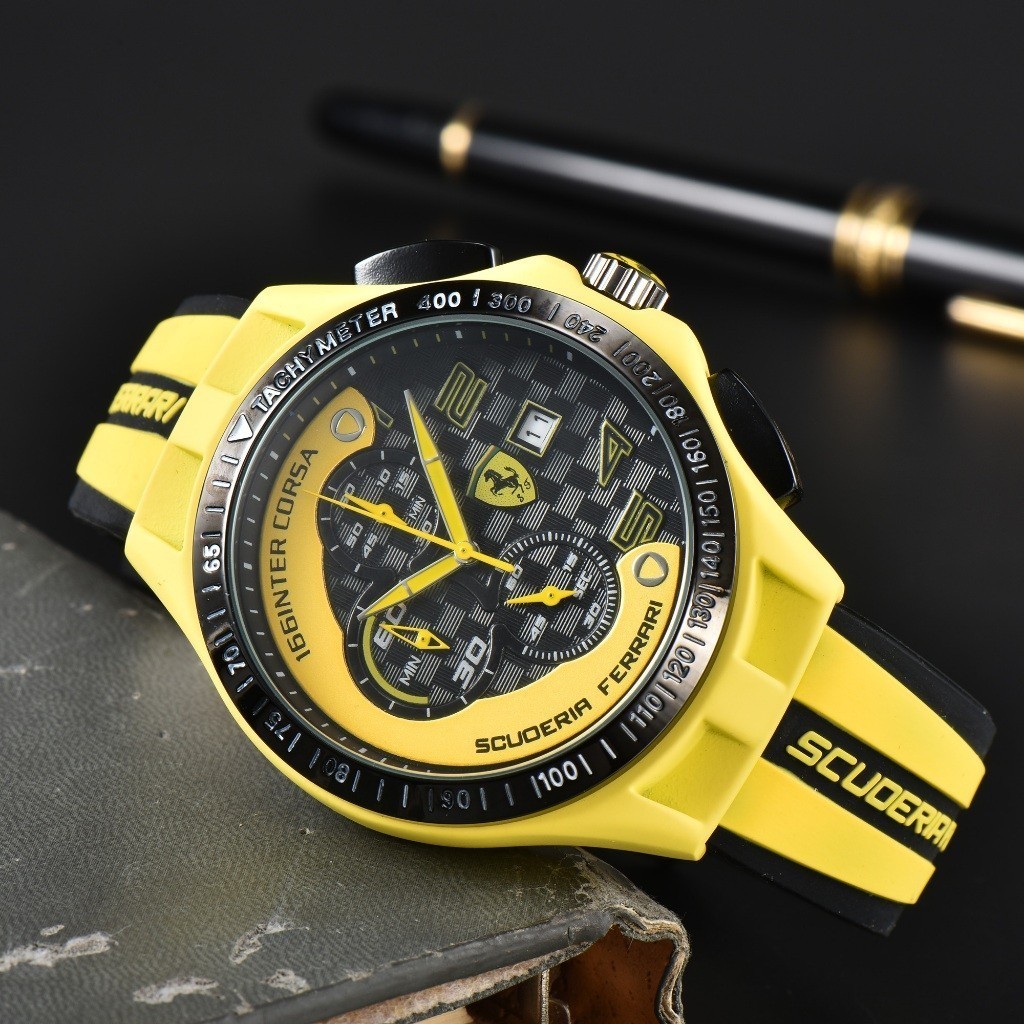 Ferrari Ferrari Quartz Movement สายซิลิโคนนาฬิกาแห ่ งชาตินาฬิกาผู ้ ชาย Rui Watch 3