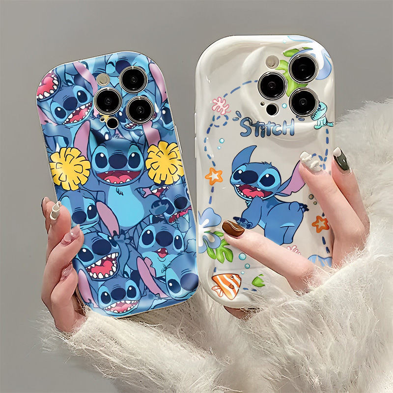 การ์ตูน Ponto Lilo & Stitch โทรศัพท์มือถือสําหรับ IPhone 11 15 14 13 Pro Max 12/8se 7 Plus XS วัสดุซิลิโคนกันน้ําและกันกระแทก Covre